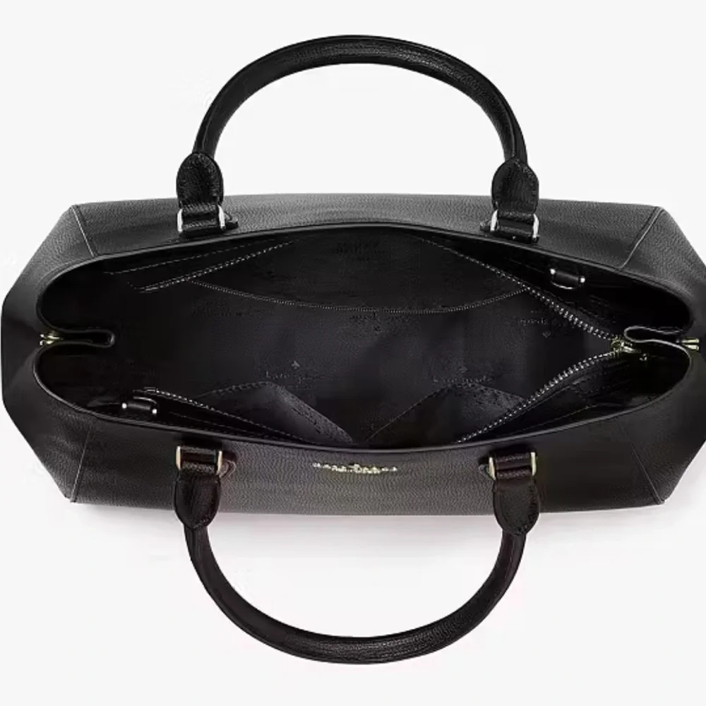 NEW black leather Kate Spade satchel two way bag - $399 retail - Picture 3 of 12